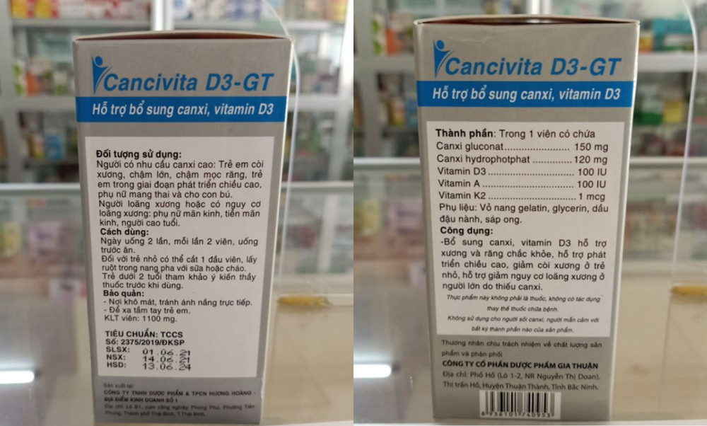 Trộn thêm nhiều chất “lạ” 2 lô thực phẩm bảo vệ sức khoẻ CANCIVITA D3-GT bị thu hồi