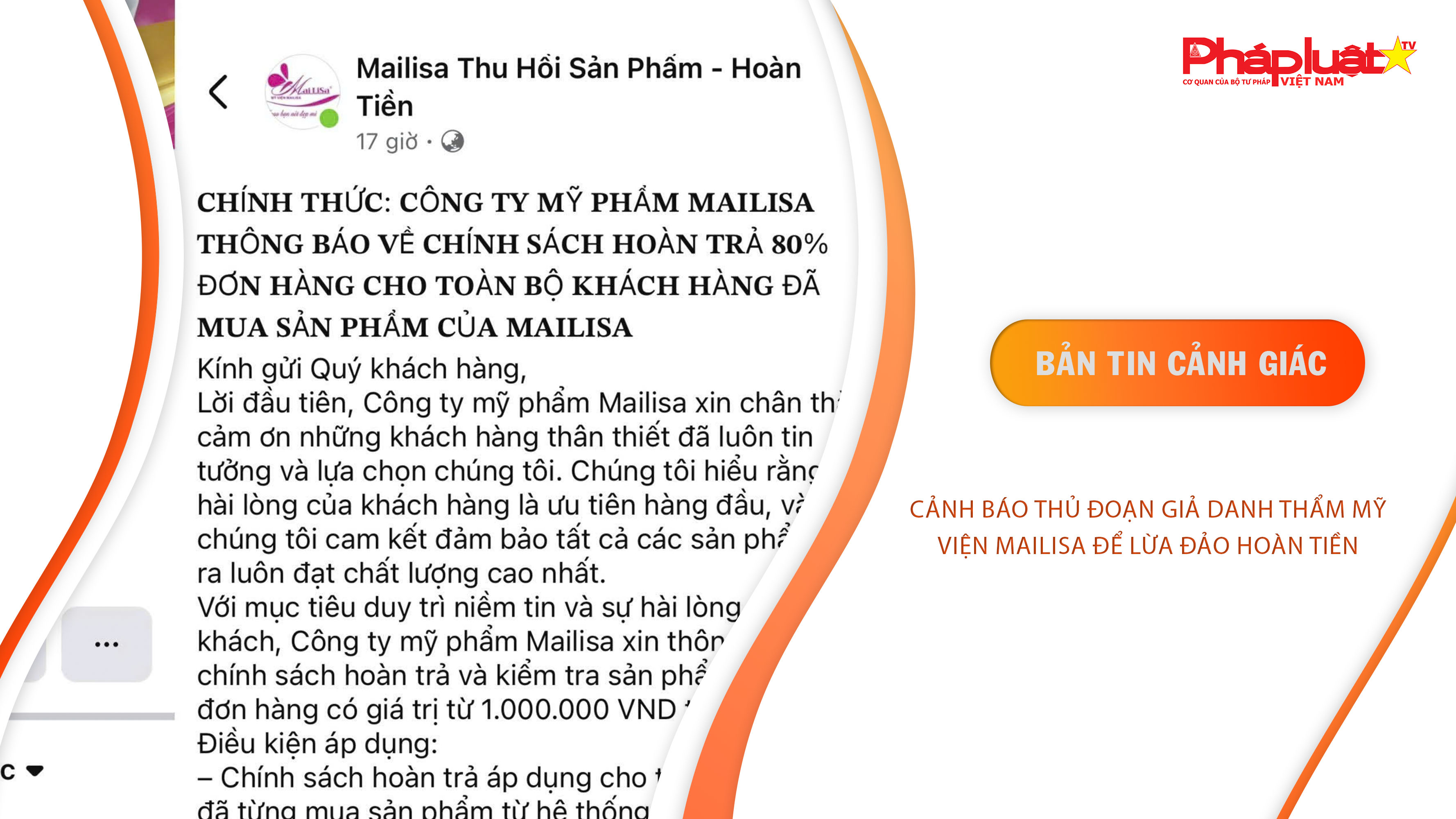 Bản tin Cảnh giác (ngày 13/12/2025): Cảnh báo thủ đoạn giả danh Thẩm mỹ viện Mailisa để lừa đảo hoàn tiền