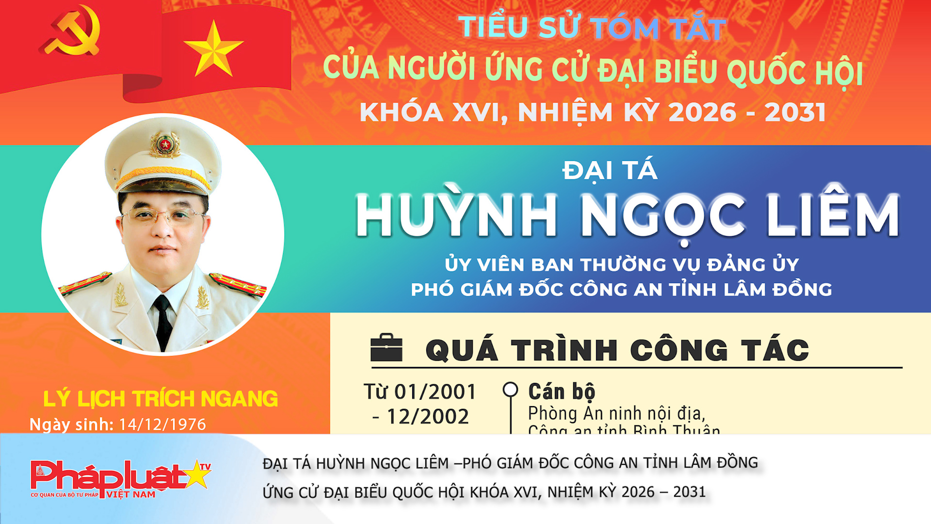 Đại tá Huỳnh Ngọc Liêm –Phó Giám đốc Công an tỉnh Lâm Đồng ứng cử Đại biểu Quốc hội khóa XVI, nhiệm kỳ 2026 – 2031