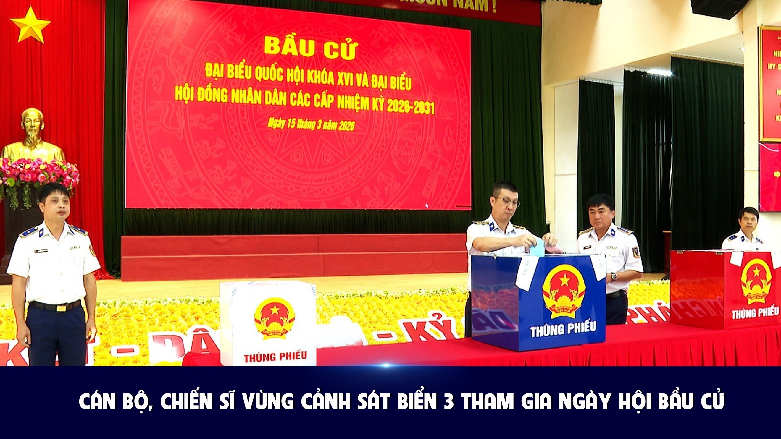 Cán bộ, chiến sĩ Vùng Cảnh sát biển 3 tham gia Ngày hội bầu cử